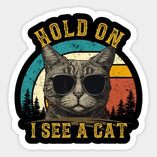 Hold On I See A Cat Lover Sticker